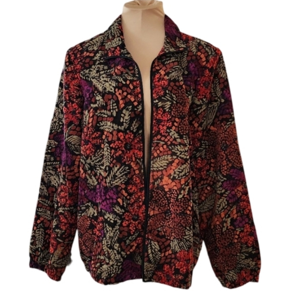 Y2K Blair Multicolor Leafy Floral Zip-up Jacket‎ Women's Medium